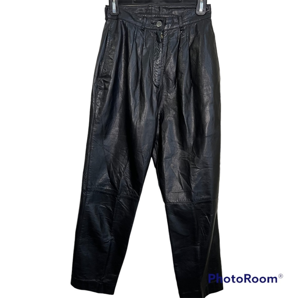 Vintage Pia Rucci Size 6 100% Black Leather Pants